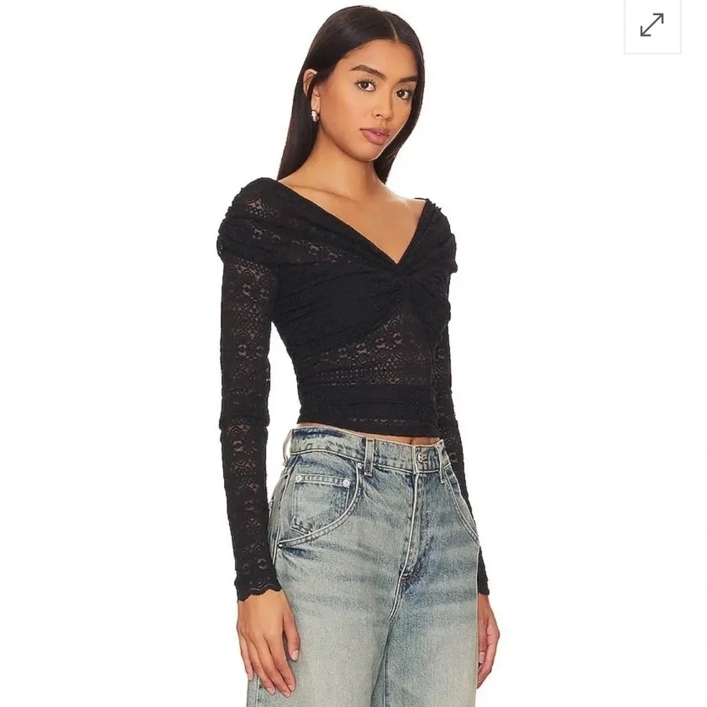 NWT Free People Hold Me Closer Lace Top - Black. Size Small